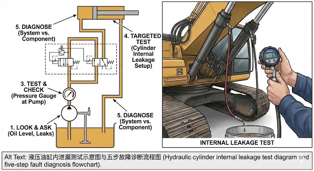 液压油缸内泄漏测试示意图